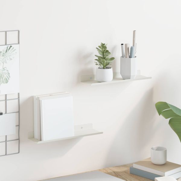 Стенен рафт с рафт със съхранение 2 pcs Бяло 30 x 9 x 2,5 см
