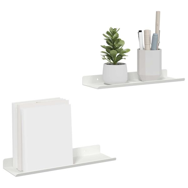 Стенен рафт с рафт със съхранение 2 pcs Бяло 30 x 9 x 2,5 см