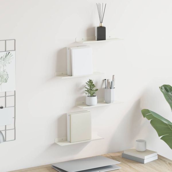 Стенен рафт с рафт със съхранение 4 pcs Бяло 30 x 9 x 2,5 см