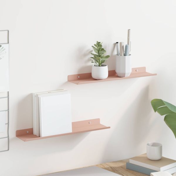 Стенен рафт с рафт със съхранение 2 pcs Розово 40 x 9 x 2,5 см