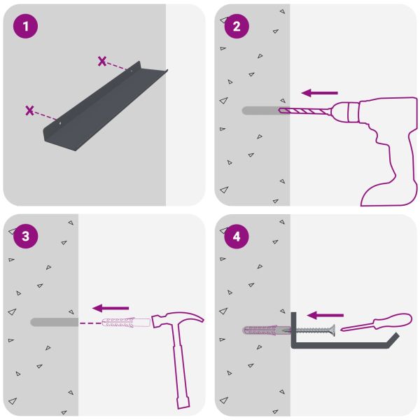 Стенен рафт с рафт 2 pcs Антрацит 40 x 9 x 2,5 см