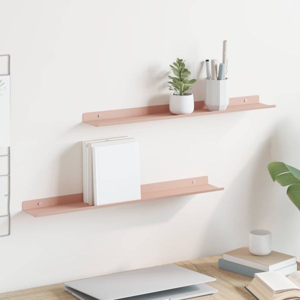 Стенен рафт с рафт със съхранение 2 pcs Розово 60 x 9 x 2,5 см
