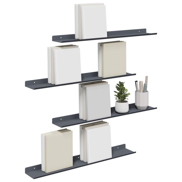 Стенен рафт с рафт 4 pcs Антрацит 60 x 9 x 2,5 см