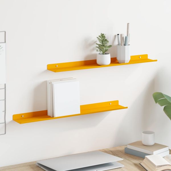 Стенен рафт с рафт 2 pcs Горчично жълто 60 x 9 x 2,5 см