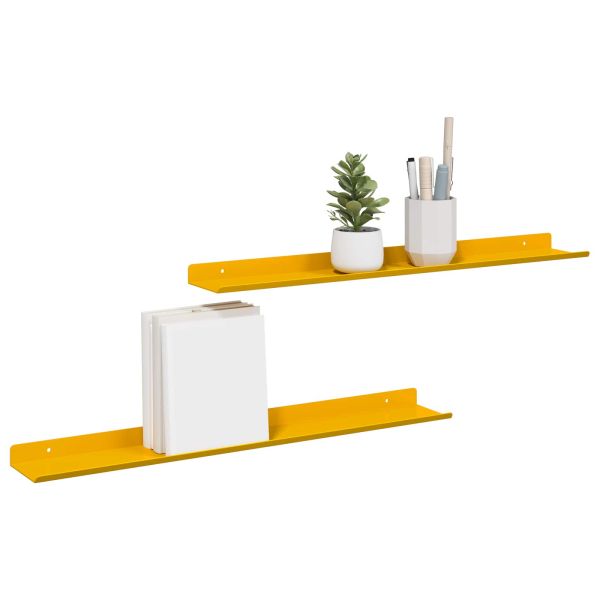 Стенен рафт с рафт 2 pcs Горчично жълто 60 x 9 x 2,5 см