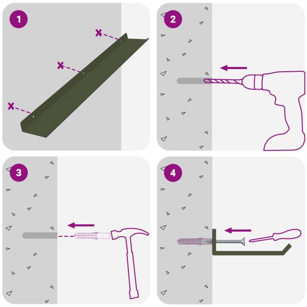 Стенен рафт с рафт 4 pcs Маслинено зелено 60 x 9 x 2,5 см