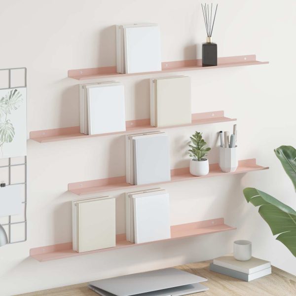 Стенен рафт с рафт със съхранение 4 pcs Розово 80 x 9 x 2,5 см