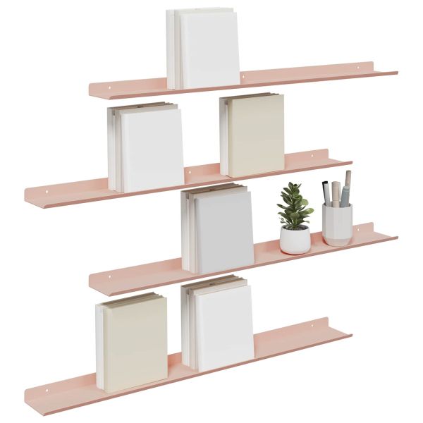 Стенен рафт с рафт със съхранение 4 pcs Розово 80 x 9 x 2,5 см