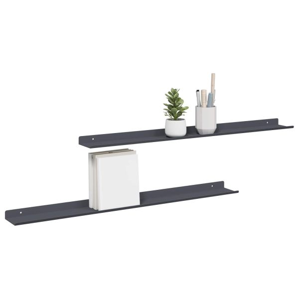 Стенен рафт с рафт 2 pcs Антрацит 80 x 9 x 2,5 см