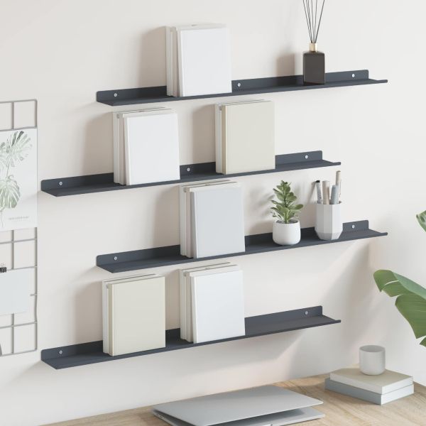 Стенен рафт с рафт 4 pcs Антрацит 80 x 9 x 2,5 см