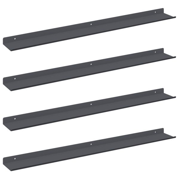 Стенен рафт с рафт 4 pcs Антрацит 80 x 9 x 2,5 см