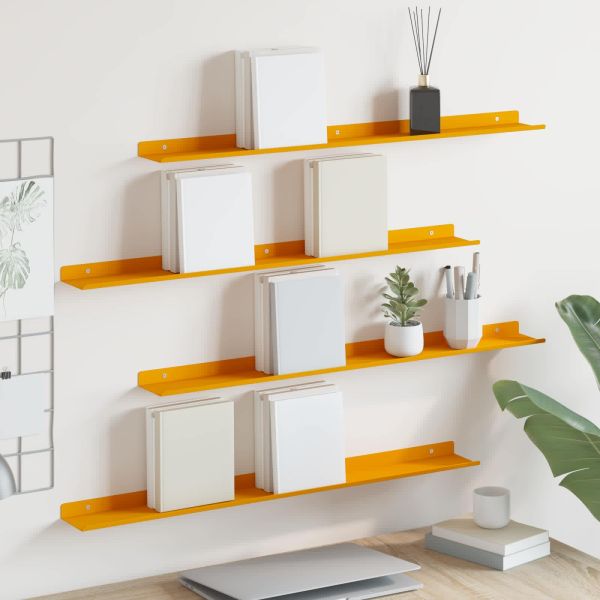 Стенен рафт с рафт 4 pcs Горчично жълто 80 x 9 x 2,5 см