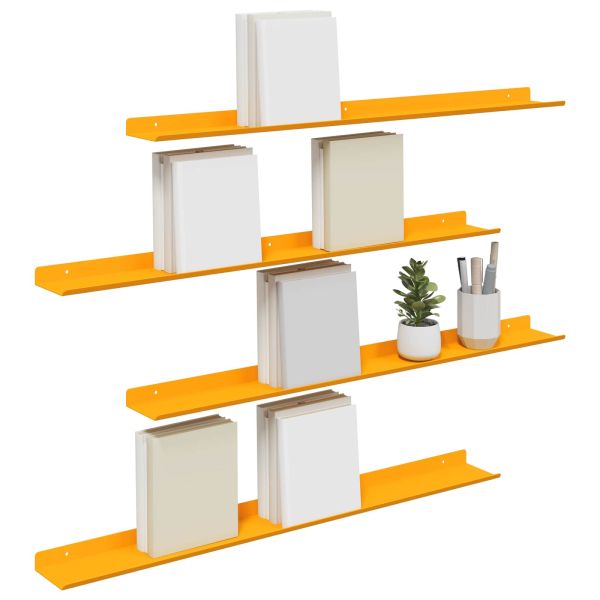 Стенен рафт с рафт 4 pcs Горчично жълто 80 x 9 x 2,5 см