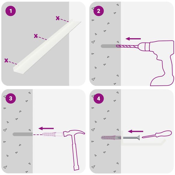 Стенен рафт с рафт със съхранение 2 pcs Бяло 80 x 9 x 2,5 см
