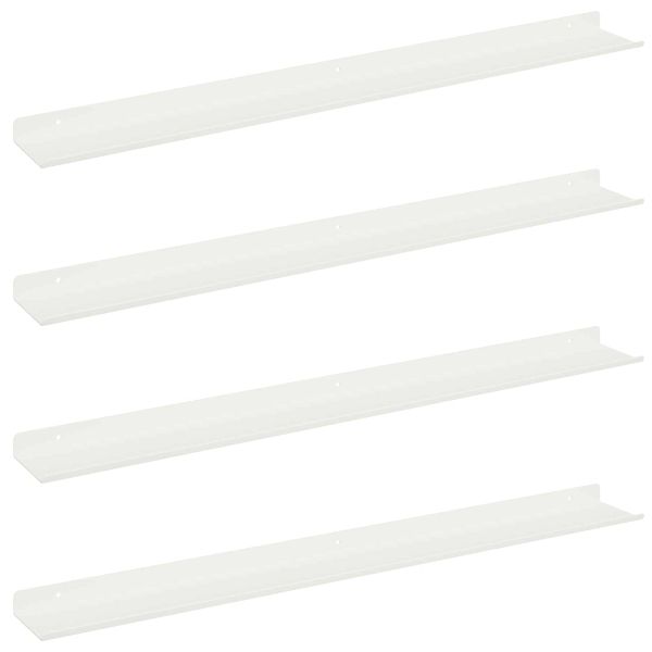 Стенен рафт с рафт със съхранение 4 pcs Бяло 80 x 9 x 2,5 см
