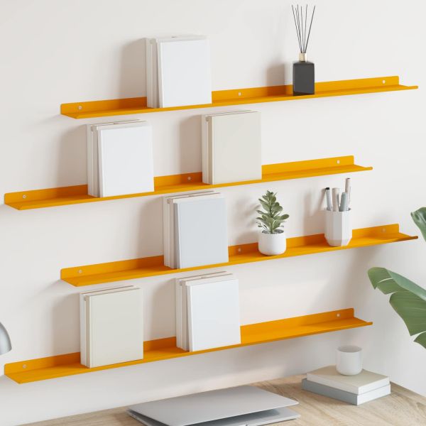 Стенен рафт с рафт 4 pcs Горчично жълто 100 x 9 x 2,5 см
