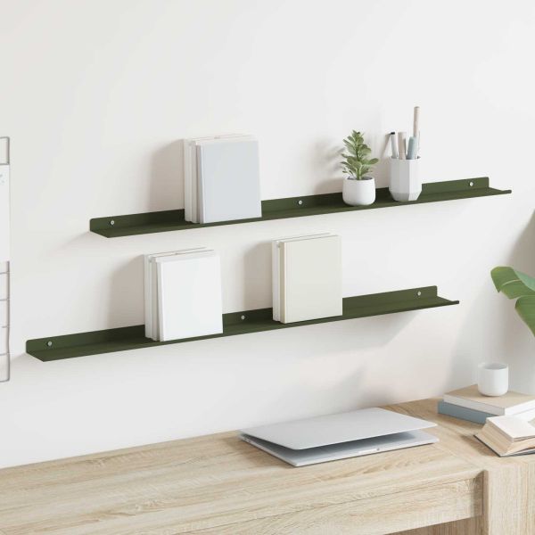 Стенен рафт с рафт 2 pcs Маслинено зелено 100 x 9 x 2,5 см
