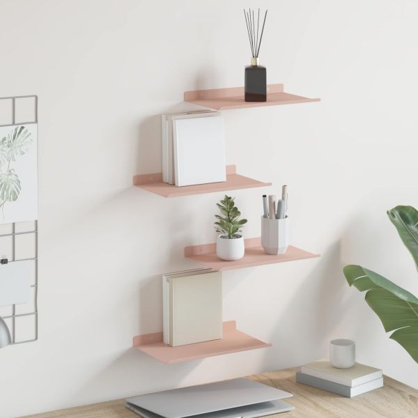 Стенен рафт с рафт със съхранение 4 pcs Розово 30 x 18 x 2,5 см