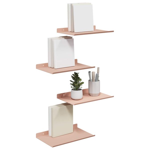 Стенен рафт с рафт със съхранение 4 pcs Розово 30 x 18 x 2,5 см