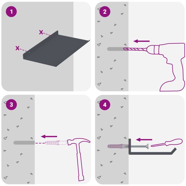 Стенен рафт с рафт 4 pcs Антрацит 30 x 18 x 2,5 см