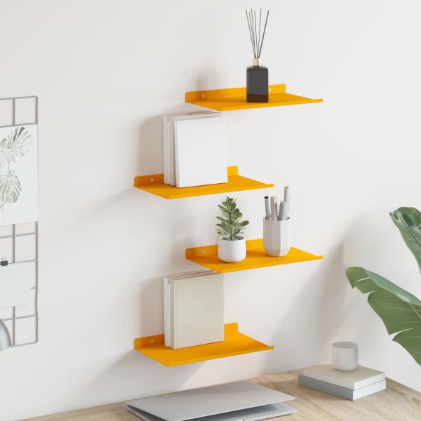 Стенен рафт с рафт 4 pcs Горчично жълто 30 x 18 x 2,5 см