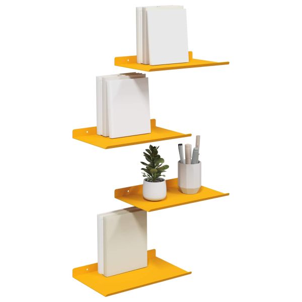 Стенен рафт с рафт 4 pcs Горчично жълто 30 x 18 x 2,5 см