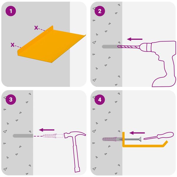 Стенен рафт с рафт 4 pcs Горчично жълто 30 x 18 x 2,5 см