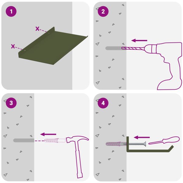 Стенен рафт с рафт 4 pcs Маслинено зелено 30 x 18 x 2,5 см