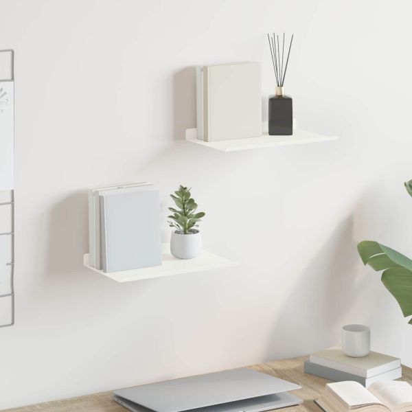 Стенен рафт с рафт със съхранение 2 pcs Бяло 30 x 18 x 2,5 см