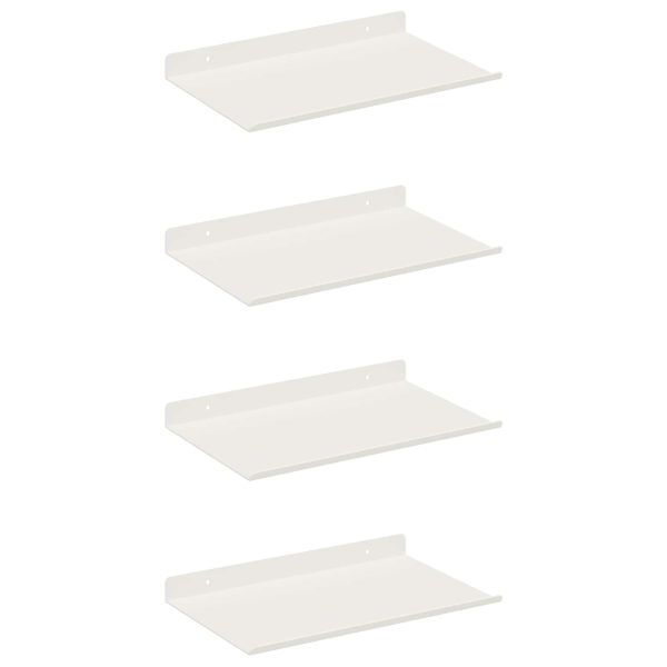 Стенен рафт с рафт със съхранение 4 pcs Бяло 30 x 18 x 2,5 см