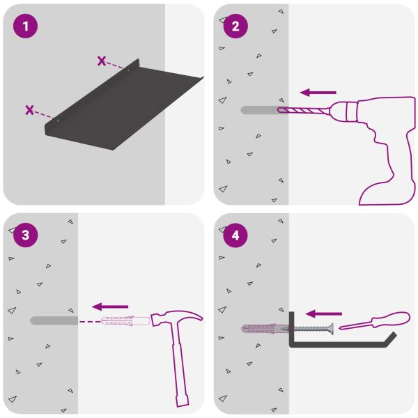 Стенен рафт с рафт със съхранение 4 pcs Черно 40 x 18 x 2,5 см