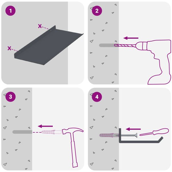 Стенен рафт с рафт 4 pcs Антрацит 40 x 18 x 2,5 см