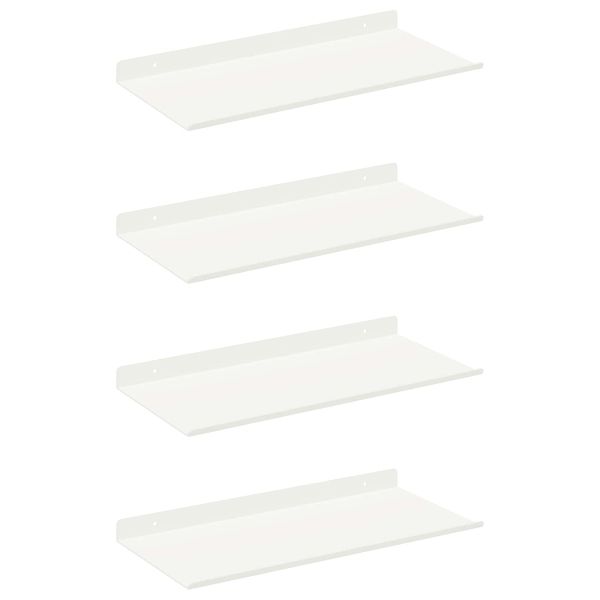 Стенен рафт с рафт със съхранение 4 pcs Бяло 40 x 18 x 2,5 см