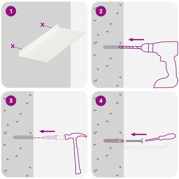 Стенен рафт с рафт със съхранение 4 pcs Бяло 40 x 18 x 2,5 см