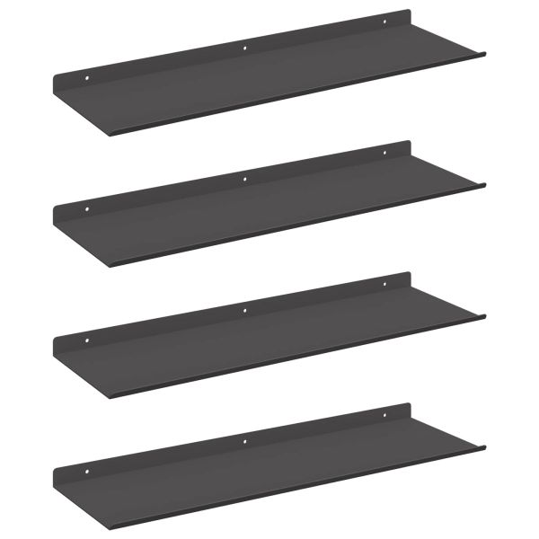 Стенен рафт с рафт със съхранение 4 pcs Черно 60 x 18 x 2,5 см