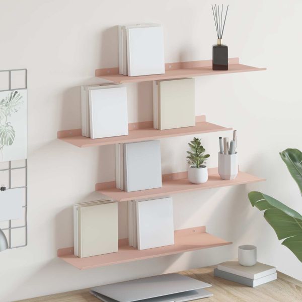 Стенен рафт с рафт със съхранение 4 pcs Розово 60 x 18 x 2,5 см