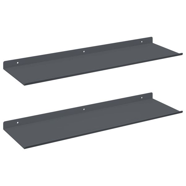 Стенен рафт с рафт 2 pcs Антрацит 60 x 18 x 2,5 см