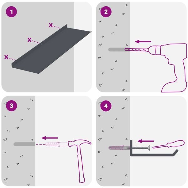 Стенен рафт с рафт 4 pcs Антрацит 60 x 18 x 2,5 см
