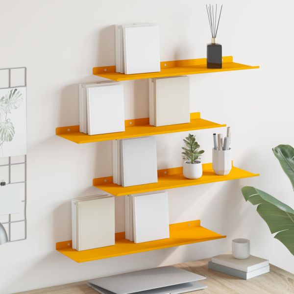 Стенен рафт с рафт 4 pcs Горчично жълто 60 x 18 x 2,5 см