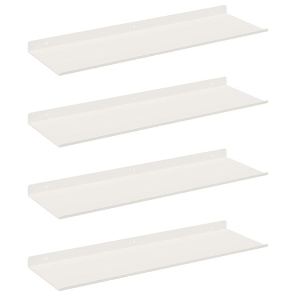 Стенен рафт с рафт със съхранение 4 pcs Бяло 60 x 18 x 2,5 см