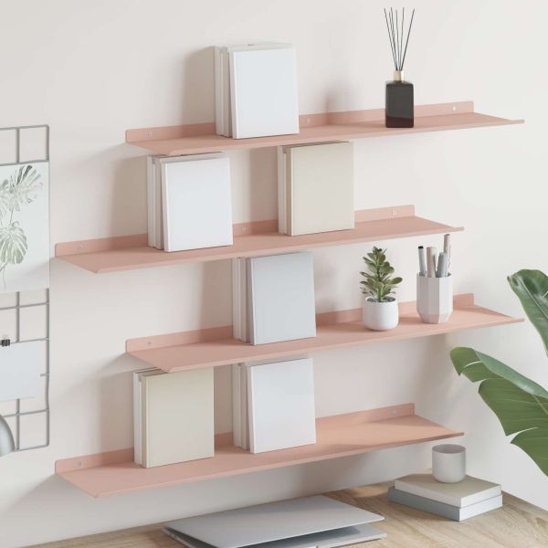 Стенен рафт с рафт със съхранение 4 pcs Розово 80 x 18 x 2,5 см