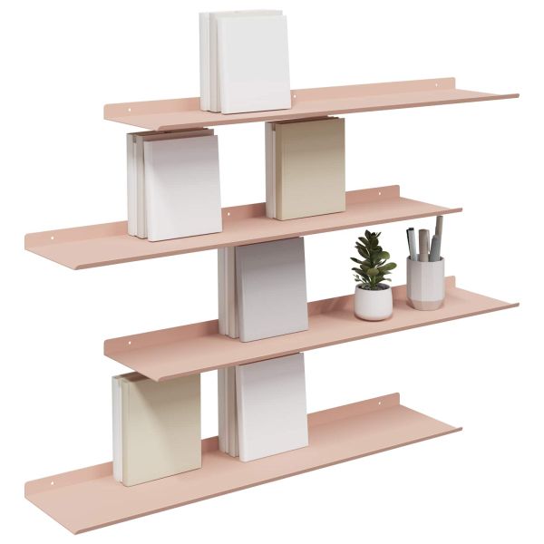 Стенен рафт с рафт със съхранение 4 pcs Розово 80 x 18 x 2,5 см