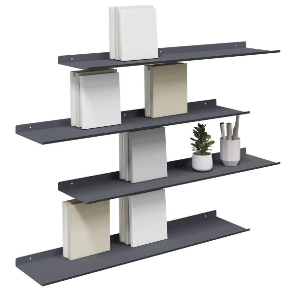 Стенен рафт с рафт 4 pcs Антрацит 80 x 18 x 2,5 см