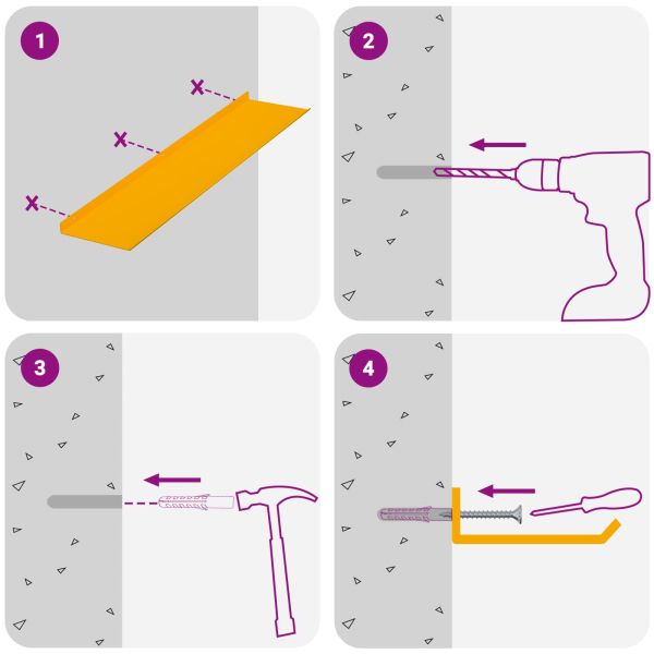Стенен рафт с рафт 4 pcs Горчично жълто 80 x 18 x 2,5 см