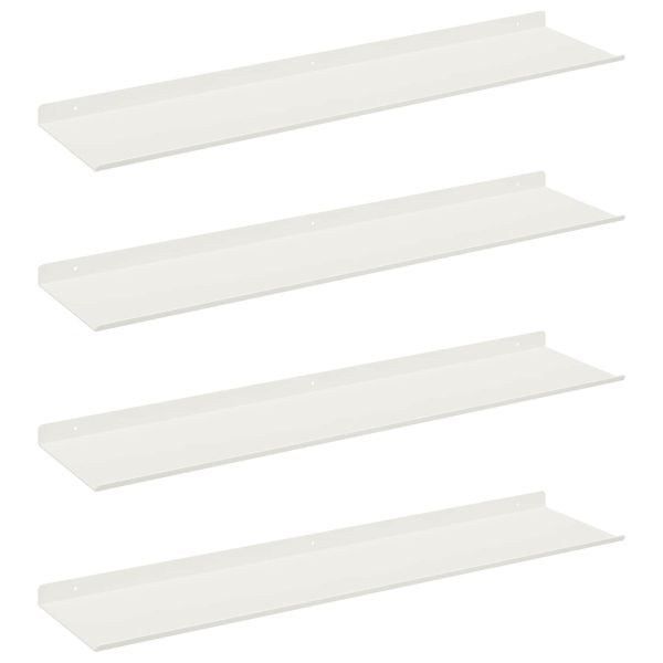 Стенен рафт с рафт със съхранение 4 pcs Бяло 80 x 18 x 2,5 см