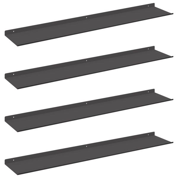 Стенен рафт с рафт със съхранение 4 pcs Черно 100 x 18 x 2,5 см