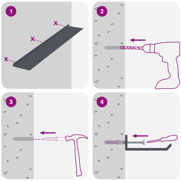 Стенен рафт с рафт 4 pcs Антрацит 100 x 18 x 2,5 см