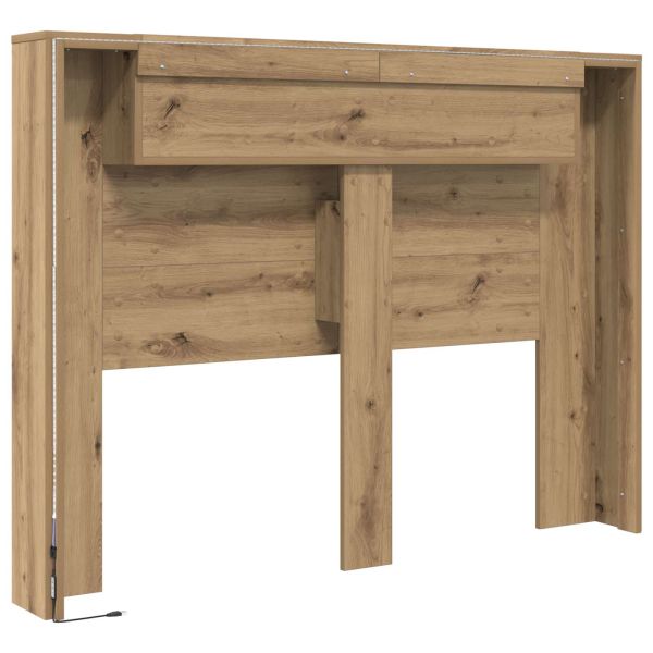 Табла за легло с LED осветление Артизан Дъб Инженерно дърво