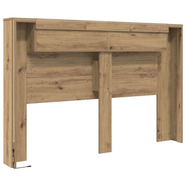 Табла за легло с LED осветление Артизан Дъб Инженерно дърво