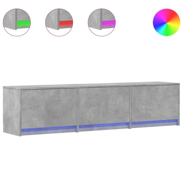 ТВ шкаф с LED Бетонно 165 x 34 x 40 см Инженерно дърво